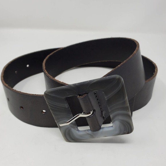 Halogen Genuine Leather Staple Size Medium Wide Acrylic Retro Belt main image 5